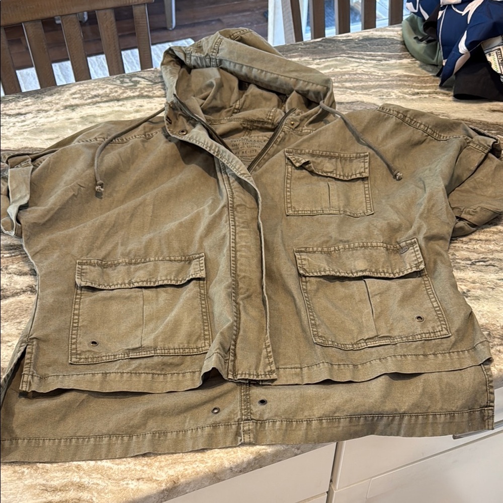 AR Olive Green Hooded Utility Jacket